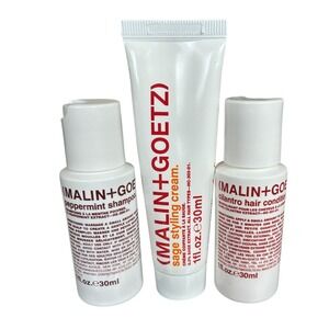 MALIN+GOETZ Travel Hair Set Peppermint Shampoo Cilantro Conditioner Sage Cream